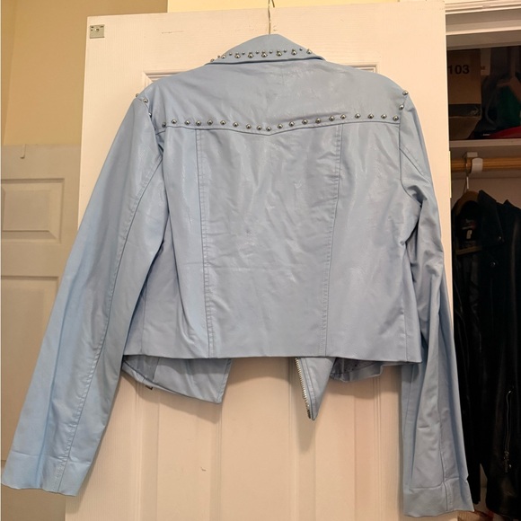 Forever 21 Pale Blue Studded Faux Leather Moto Jacket - Picture 3 of 3